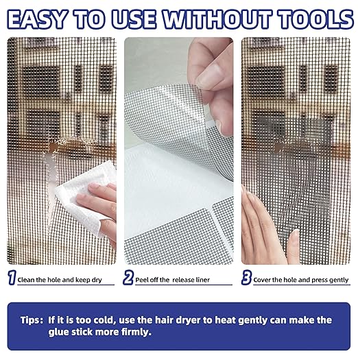 KING MOUNTAIN Grey Window Screen Repair Patch, Strong Adhesive & Waterproof - Image 5