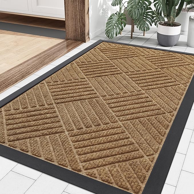Smiry Front Door Mat Outside Entrance, Heavy Duty Outdoor Indoor Natural Rubber by Smiry