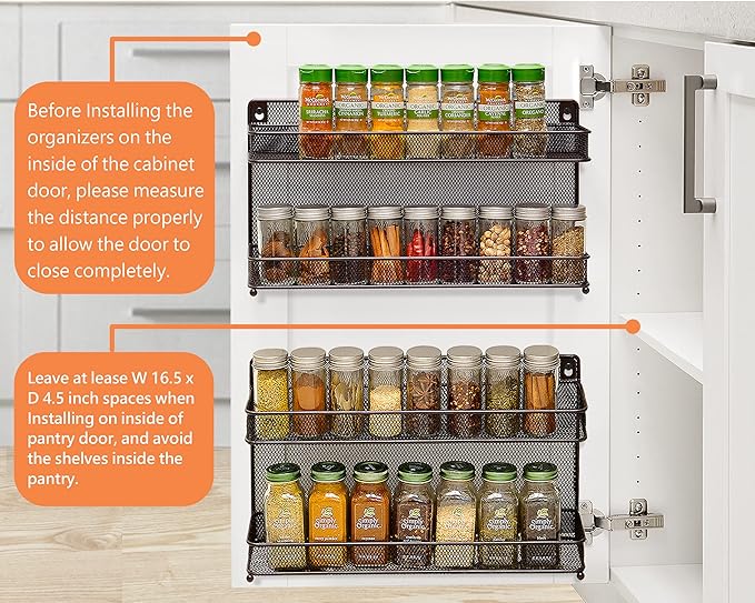 CAXXA 2 PK 2 Tier Mesh Kitchen Counter-top or Wall Mount Spice Rack Jars - Image 8