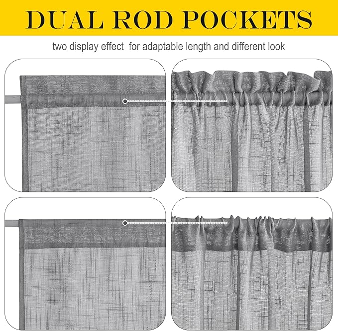 NICETOWN Sheer Door Curtains, Side Small Window Treatment, Farmhouse French - Image 4