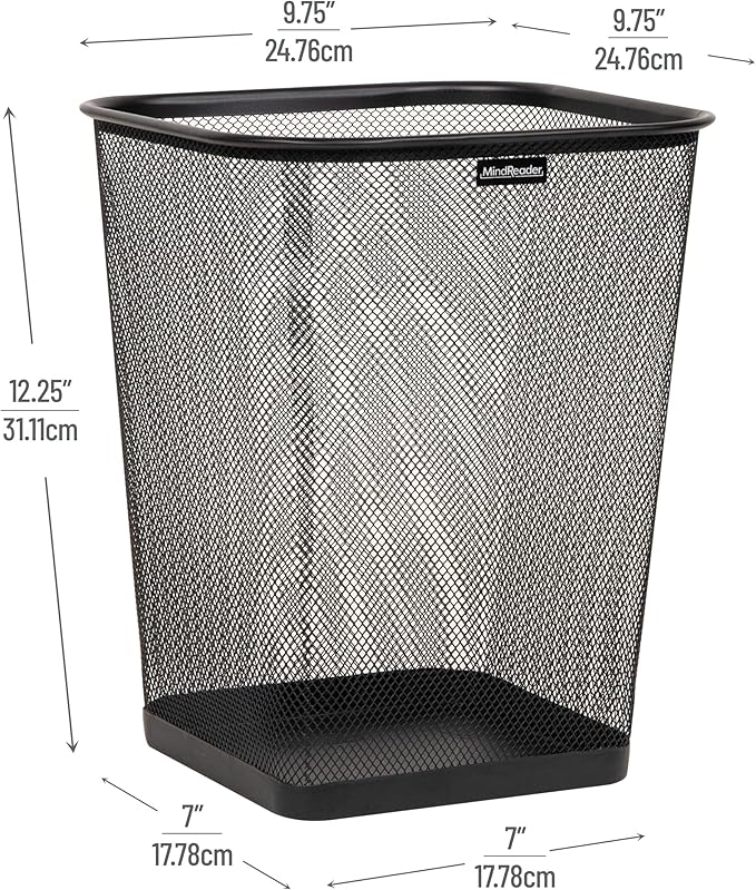 Mind Reader Mesh Trash Can, Waste Paper Basket, Metal Mesh - Image 3