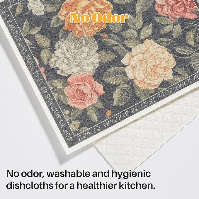 JOYMOOP 12 Pack Decorate Cleaning Cloth, Reusable Absorbent Dish Towels - Image 9