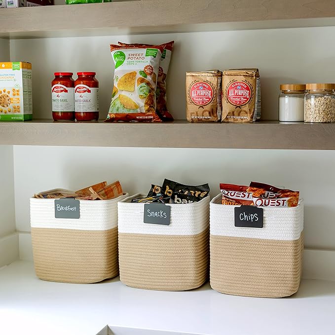 NaturalCozy Storage Cubes 11 Inch Cotton Rope Woven Baskets - Image 7