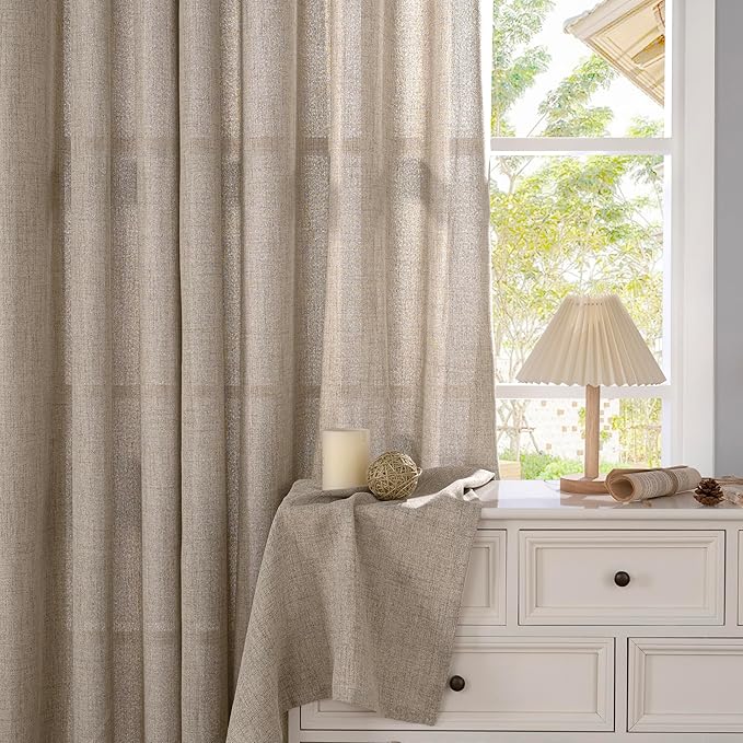 YoungsTex Dark Oatmeal Linen Curtains 48 Inch Length - Image 7