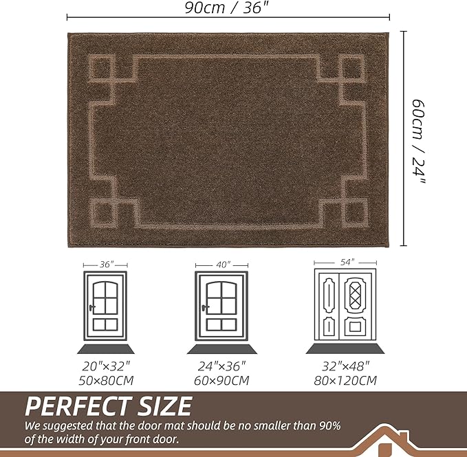 BEQHAUSE Door Mat 24" x 36", Non-Slip Door Mats Indoor Entryway Rugs Washable - Image 2