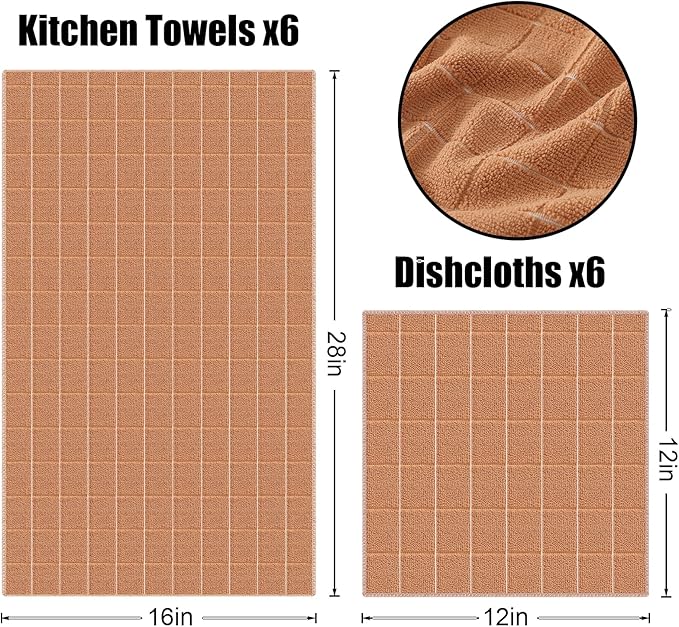 Homaxy Microfiber Kitchen Towels and Dishcloths Set, 12 Pack Soft and Absorbent - Image 6