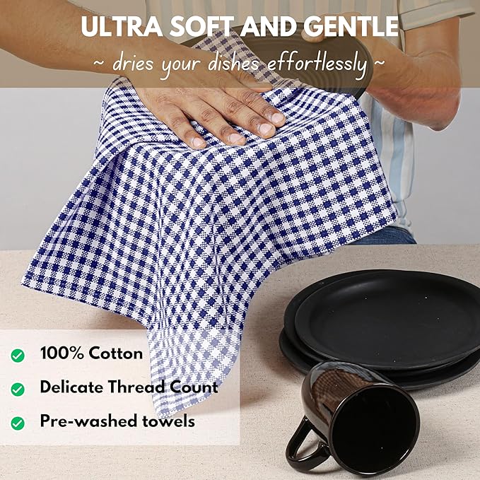 Native Fab Gingham Dish Towels 16x26 inches Set of 4 - Image 5
