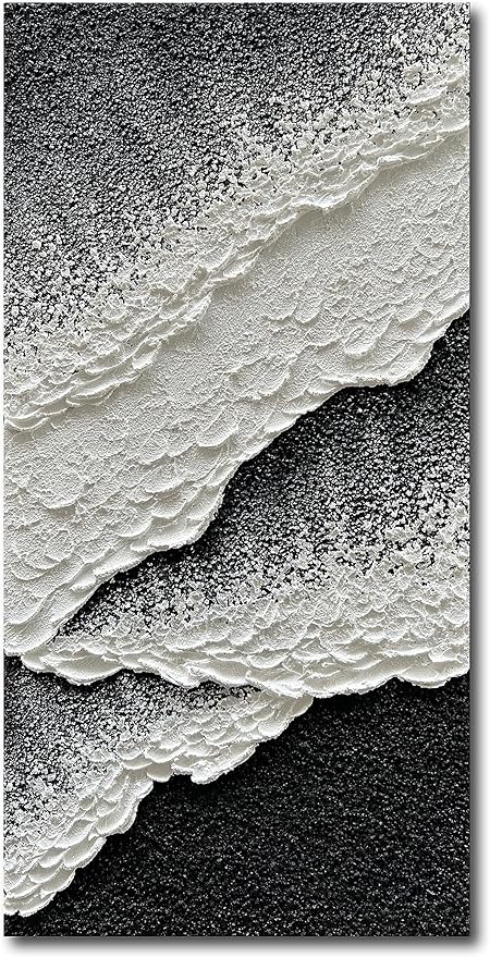 NANKAI Hand Painted black and white abstract canvas art oil painting waves - Image 2