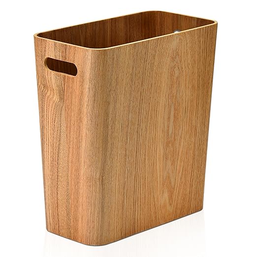 ELONG HOME 2.5 Gallon Wood Trash Can, Stylish Design Natural Wooden Wastebasket by ELONGHOME