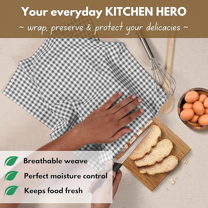 Native Fab 12 Pack Gingham Mini Check Kitchen Dish Towel Cotton Durable - Image 4