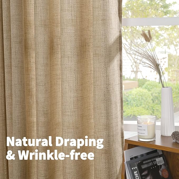 YoungsTex Toffee Linen Curtains 84 Inch Length 2 Panels - Image 6