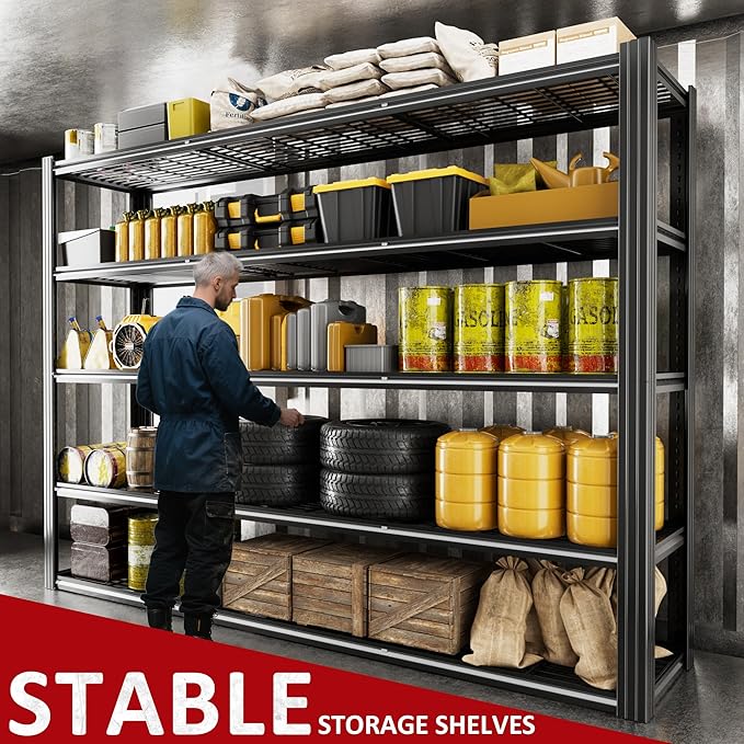 60" W Garage Shelving 5-Tier Storage Shelves Adjustable Metal Shelving Units - Image 9