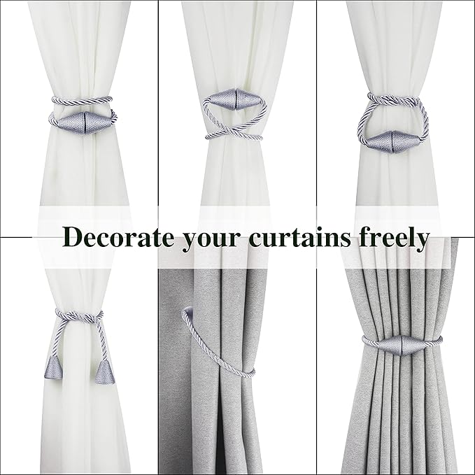 4 Pack Magnetic Curtain Tiebacks Rope Modern Handmade Curtain Tie Backs - Image 5