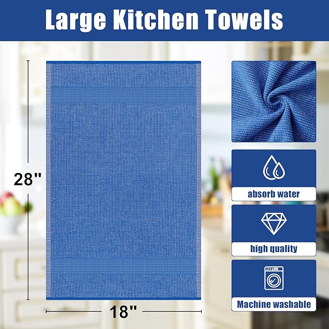 Homaxy Premium Kitchen Towels, Large Cotton Kitchen Hand Towels, Flat and Terry - Image 8