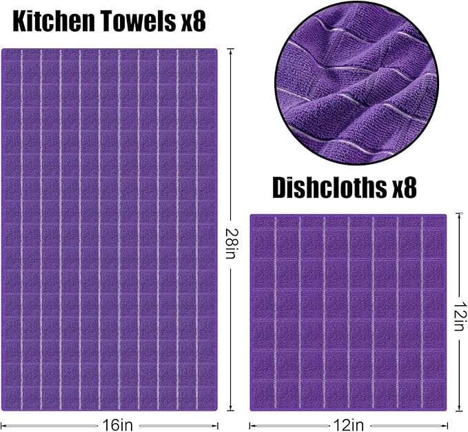 Homaxy Microfiber Kitchen Towels and Dishcloths Set, 16 Pack Soft and Absorbent - Image 6
