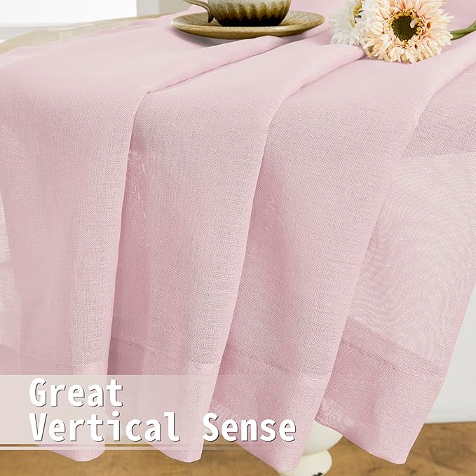 Tollpiz Sheer Door Curtains Closet Linen Textured Curtains Sheer Doorway Light - Image 6