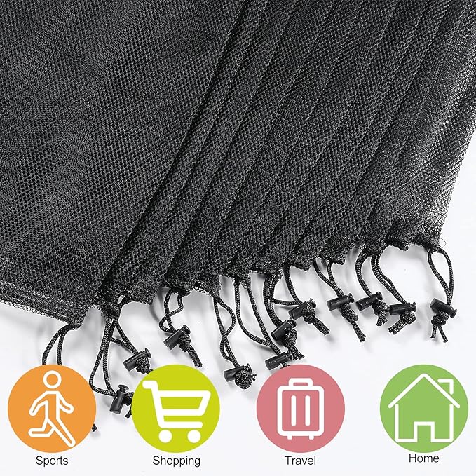 iMucci 18"X24" 12Pcs Mesh Laundry Drawstring Bag Nylon Drawstring Gym Bag - Image 4
