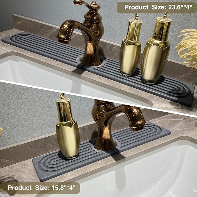 Stone Drying Mat for Kitchen Counter, Faucet Mat for Kitchen Sink, Diatomite - Image 8