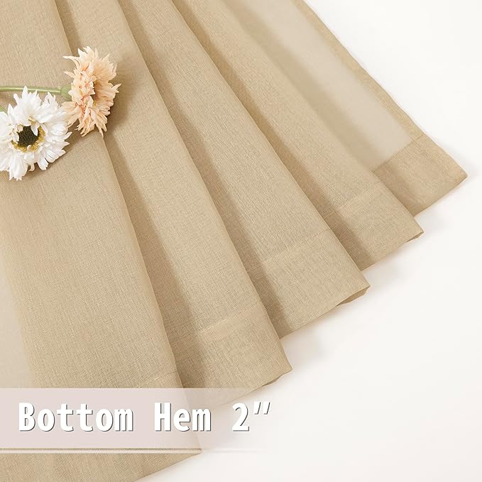 Tollpiz Sheer Curtain Closet Linen Textured Curtain Sheers Doorway Light - Image 7