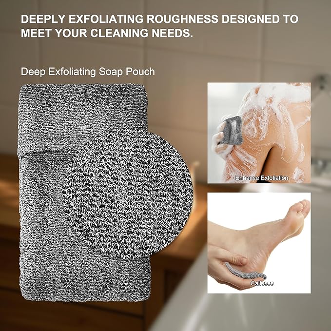 2 Pack Soap Bag Deep Roughness, Bar Soap Pouch Saver Pocket, Exfoliating Body - Image 3