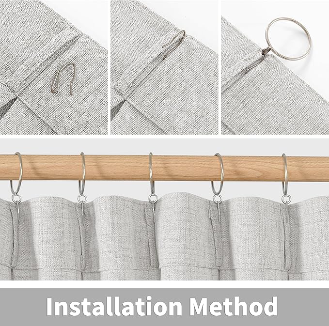 YoungsTex Linen Semi Sheer Curtains 90 Inch Length 2 Panels, Light Grey Light - Image 7