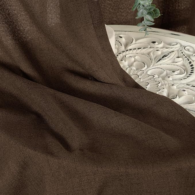 YoungsTex Brown Linen Curtains for Living Room 63 Inches Long, Chocolate Semi - Image 8