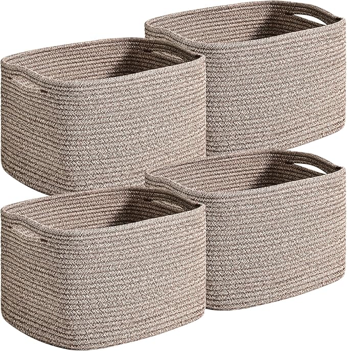 Small Storage Baskets for Organizing Shelves, Cotton Rope Basket for Storage by Unknown