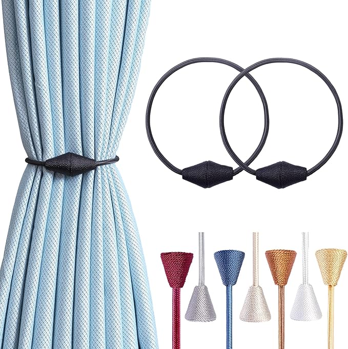 2 PCS Magnetic Curtain Tiebacks, European Style Convenient Drape Tie Backs by YUNTUOO