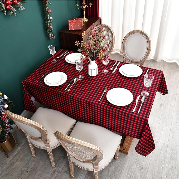 Gingham Xmas Tablecloth Fabric - Image 8