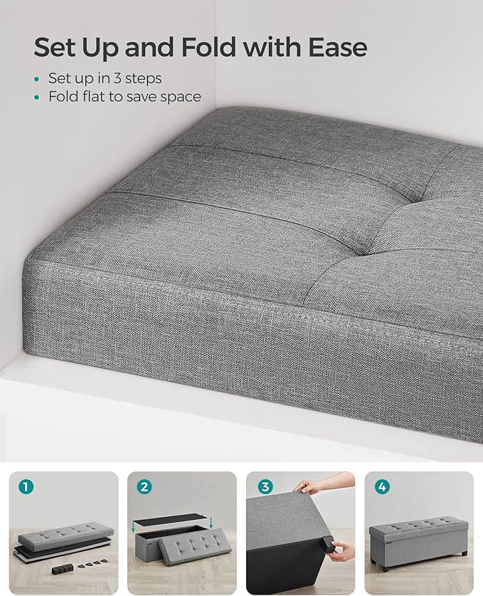 SONGMICS Storage Ottoman Bench, Foldable Foot Rest - Image 7