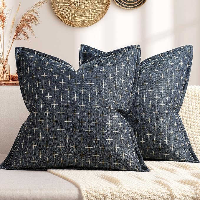 ZWJD Pillow Covers 18x18 Set of 2 Soft Polyester Textured Pillow Covers by ZWJD