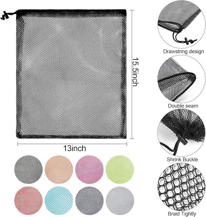 iMucci 13"X15.5" 24Pcs Mesh Laundry Drawstring Bag Nylon Drawstring Gym Bag - Image 3