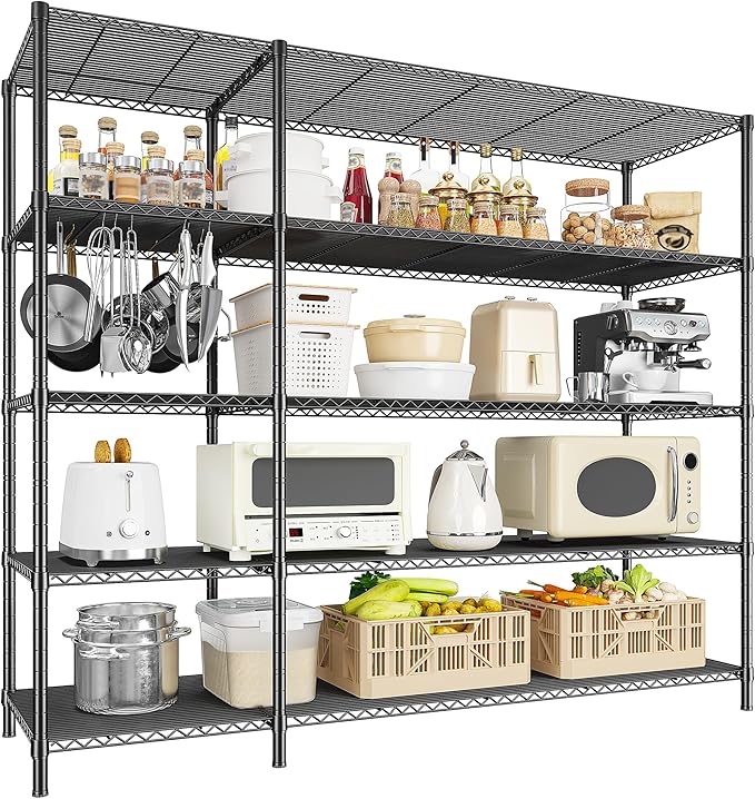 52.36" W Storage Shelves Metal Shelving Unit Load 1400LBS 5 Tier Wire Shelf by Romorgniz