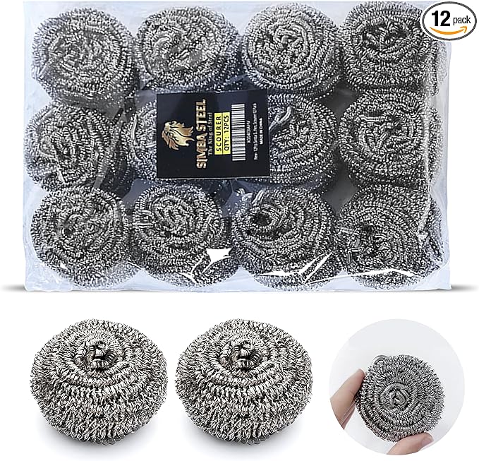 12Pcs Simba Stainless Steel Wool Scrubber Pads by Unknown