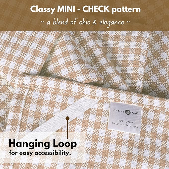 Native Fab Gingham Check Kitchen Dish Towels 16"x26" Set of 12-100% Cotton Mini - Image 7