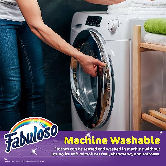 Fabuloso Microfiber Cleaning Cloths, 8 ct, Rainbow Colors | Lint-Free, - Image 4