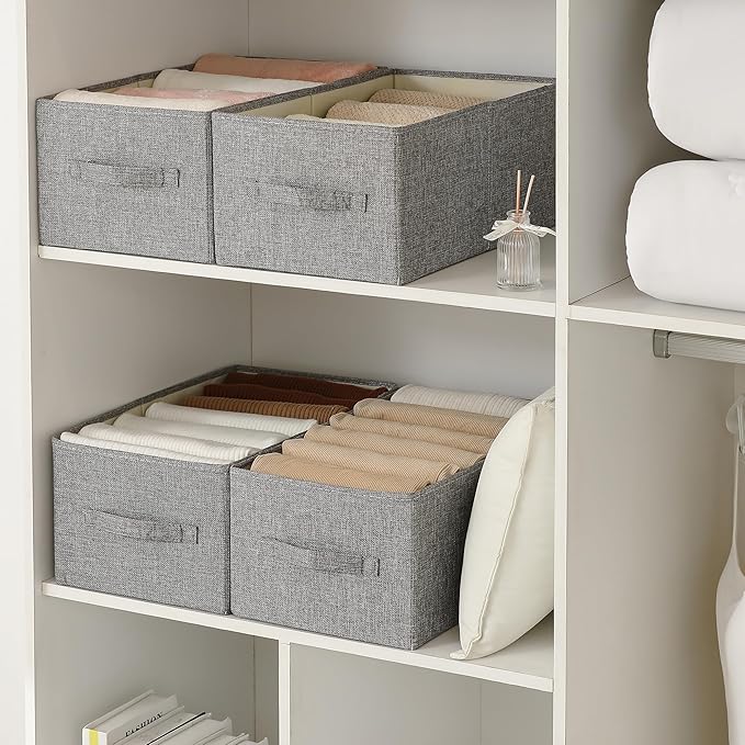 Linen Folding Storage Bins, 3 Pack Large Storage Baskets, Clothing Storage Bins - Image 8