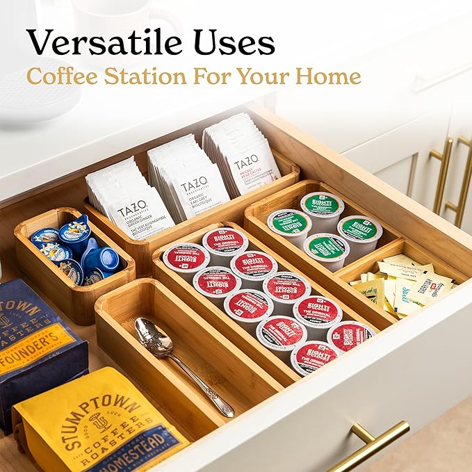 SMIRLY 5-Piece Bamboo Kitchen Drawer Organizer Set - Image 6