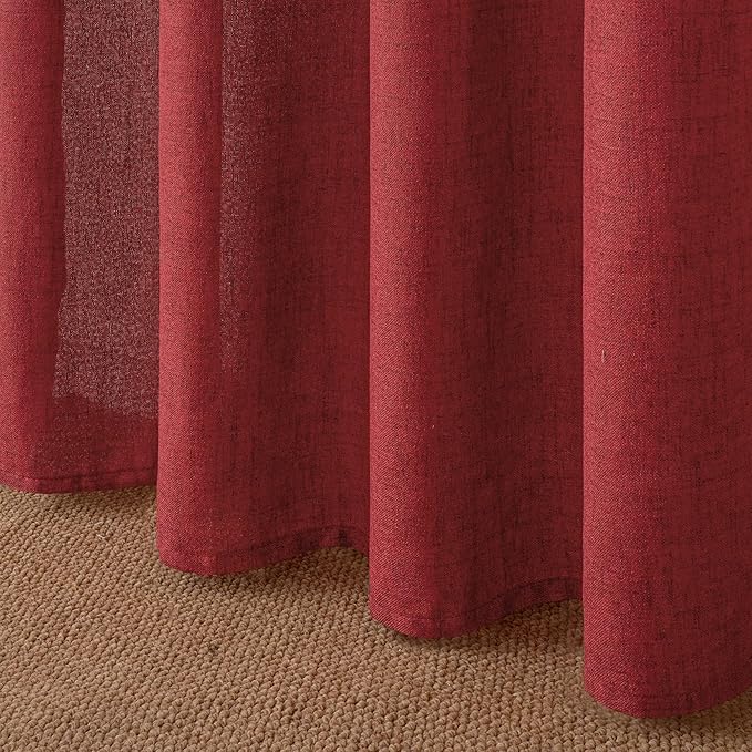 YoungsTex Red Short Linen Curtains 36 Inch Length - Image 8