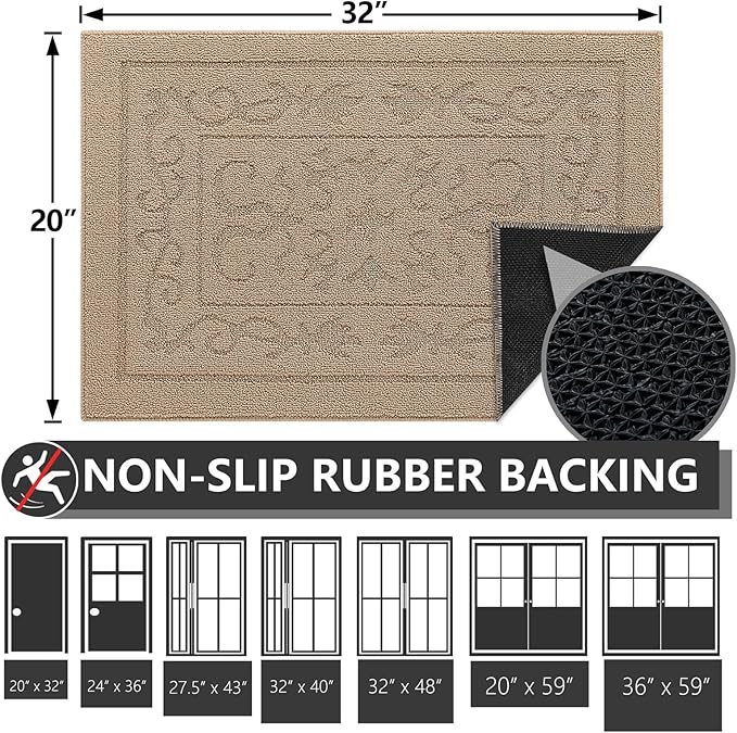 FONEYI Indoor Door Mat 20" x 32", Dirt Trapper Door Mats Non-Slip Entryway Rugs - Image 2