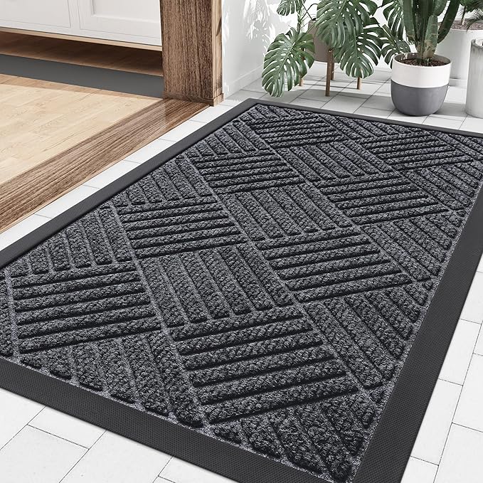 Smiry Front Door Mat Outside Entrance, Heavy Duty Outdoor Indoor Natural Rubber by Smiry
