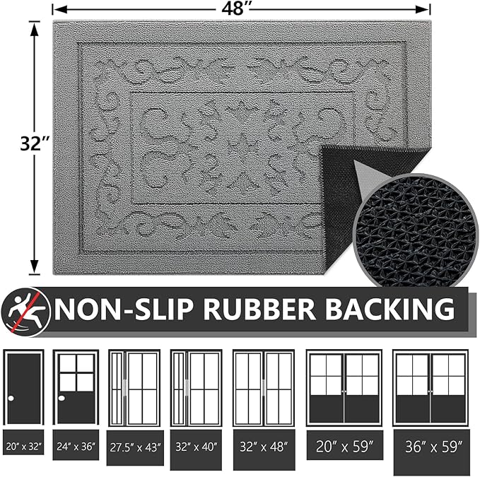 FONEYI Indoor Door Mat 32" x 48", Dirt Trapper Door Mats Non-Slip Entryway Rugs - Image 2