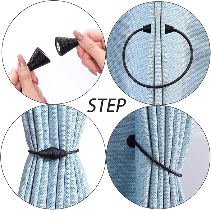 2 PCS Magnetic Curtain Tiebacks, European Style Convenient Drape Tie Backs - Image 2