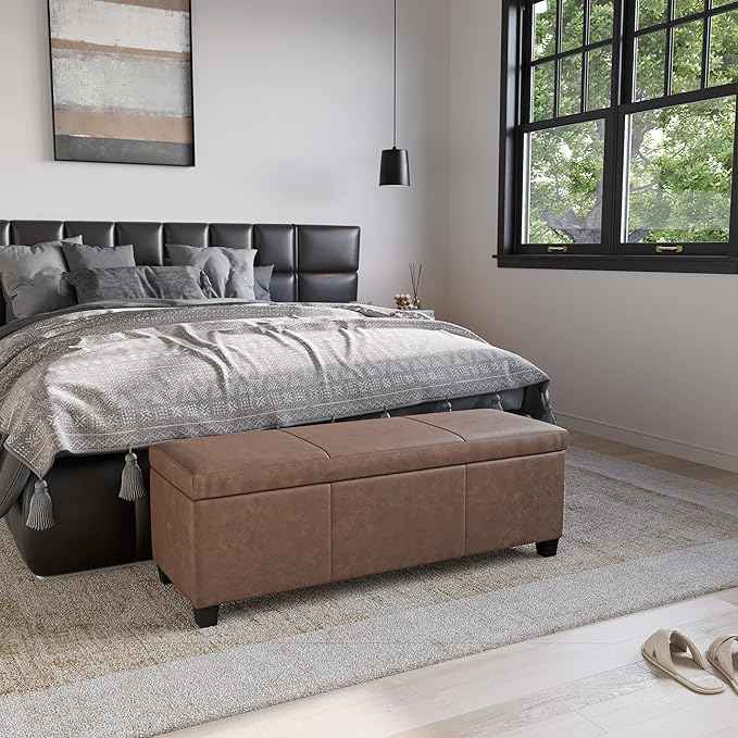 BELLEZE Storage Faux Leather Ottoman, 47 Inch Bench Bedroom Bench - Image 8