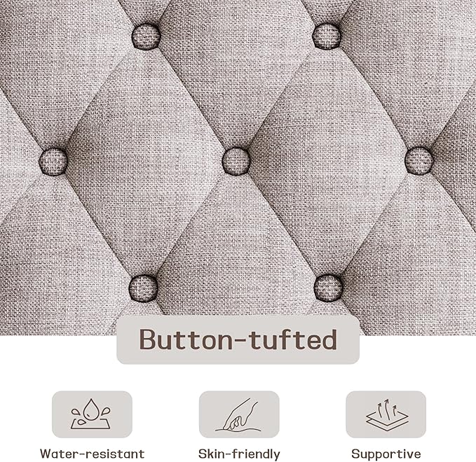 48" Large Ottoman with Storage Coffee Table, Upholstered Tufted Linen Ottoman - Image 6