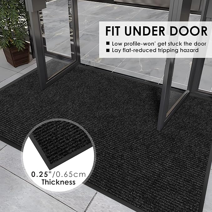 2′ x 10′ Front Door Mat Indoor Outdoor Entrance, Commercial Floor Mat Heavy - Image 4