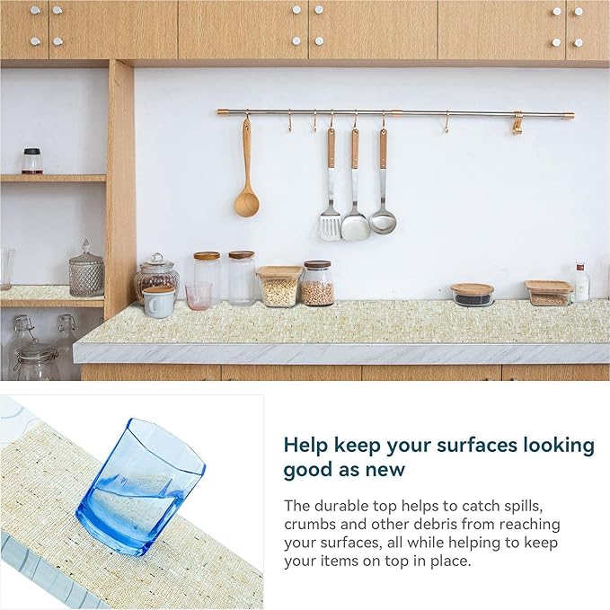 Shelf Liner Non Adhesive 18 Inch x 40 Feet Beige Kitchen Drawer Liner, - Image 3