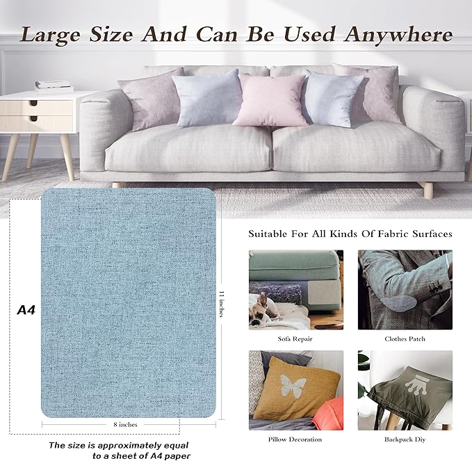 KING MOUNTAIN Fine Linen Fabric Patches, Self-Adhesive, 8x11 inch, - Image 4