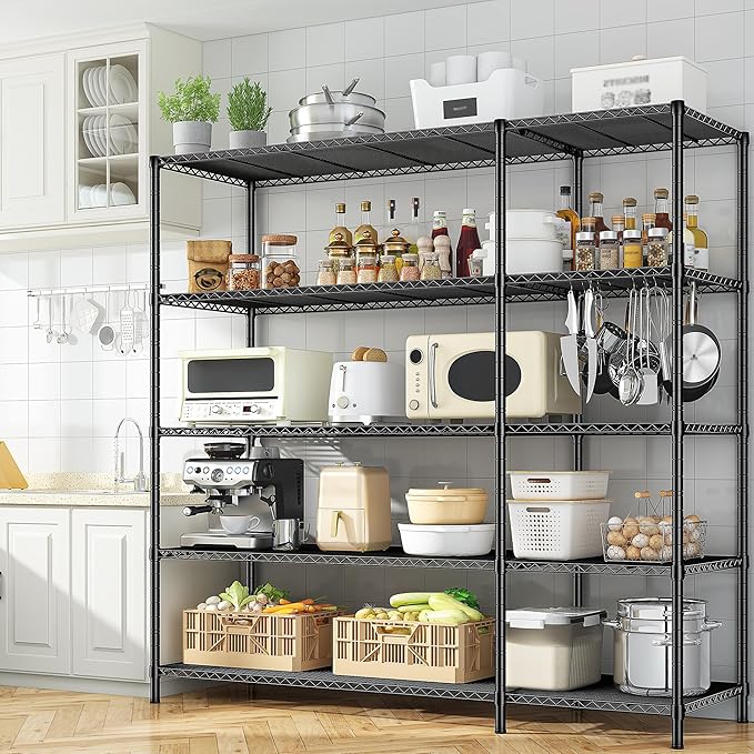 52.36" W Storage Shelves Metal Shelving Unit Load 1400LBS 5 Tier Wire Rack - Image 8
