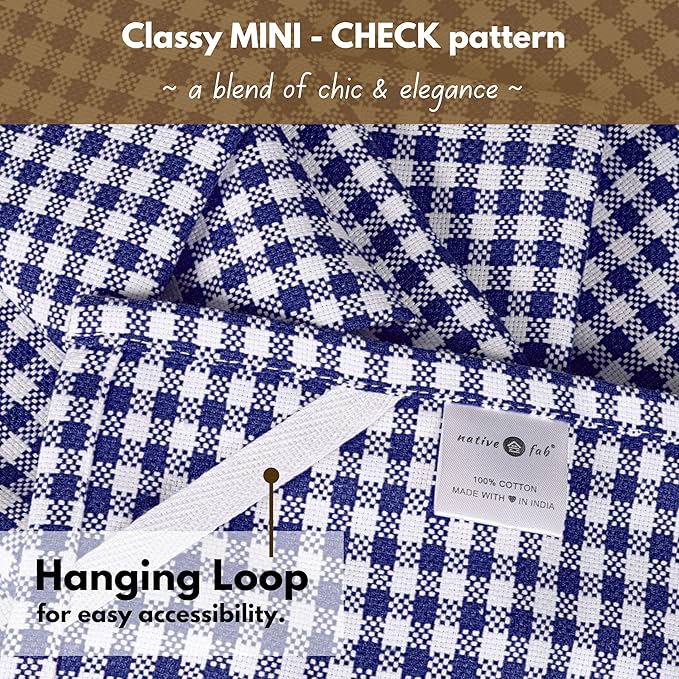 Native Fab 6 Pack Gingham Mini Check Kitchen Hand Towels Set 16"x26" - Image 7